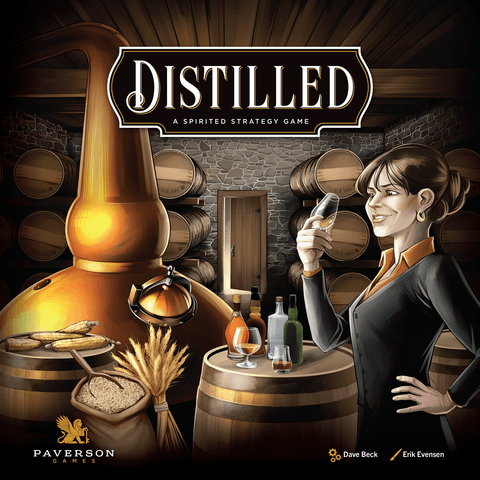 Distilled board game box front