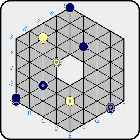 Late-stage example of a game of TZAAR