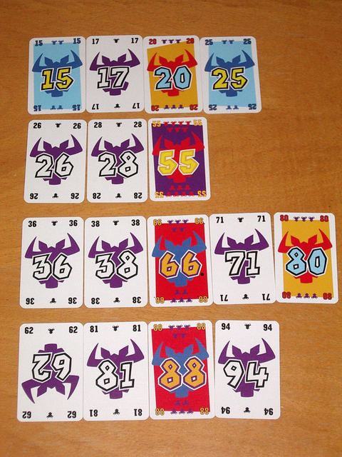 A typical game situation in 6 nimmt!