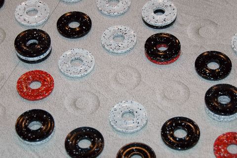 Close up of a game of DVONN in play