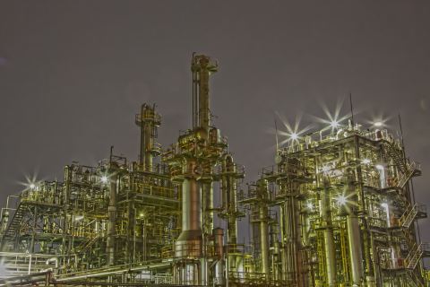 Night view of the factory
