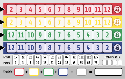 Nachbildung des Qwixx Spielblocks