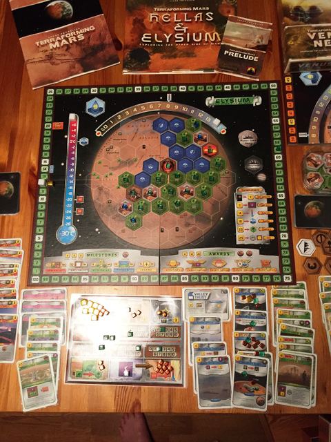 Ett avslutat soloparti av Terraforming Mars med expansionerna Elysium och Prelude