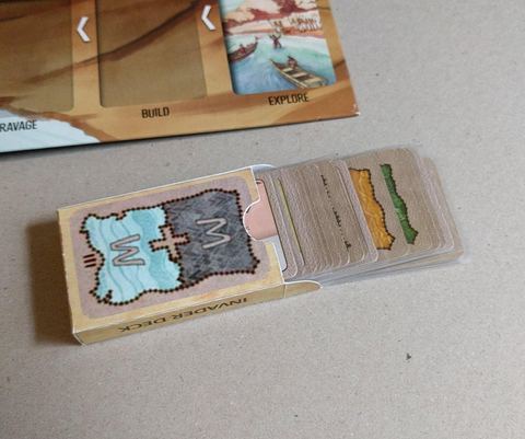 Card deck tuckbox for sleeved Invader cards in Spirit Island