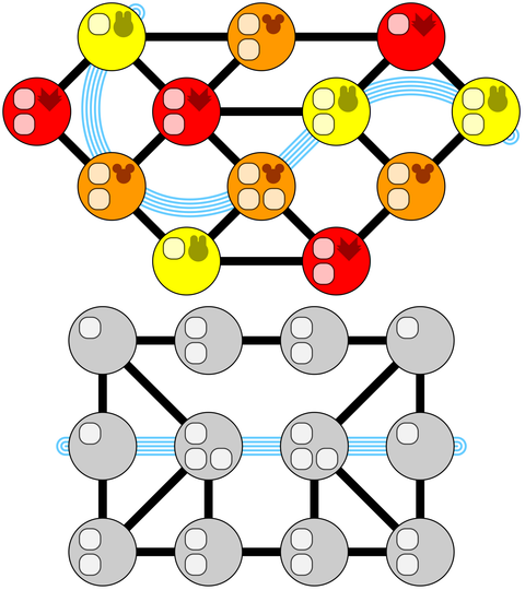 Graphs of the autumn (top) and winter (bottom) Root game boards by CMG Lee.