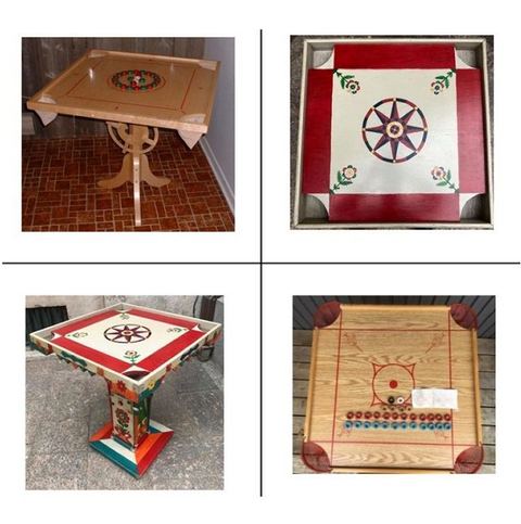 CARROM - PICHENOTTE GAME BOARD AND PLAYING PIECES