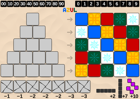 Simplified Azul Mini player board by CMG Lee.