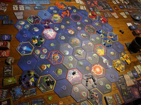 Shot of Twilight Imperium 3rd edition being played
