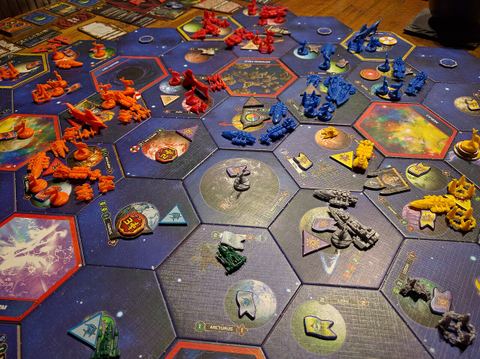 Shot of Twilight Imperium 3rd edition being played