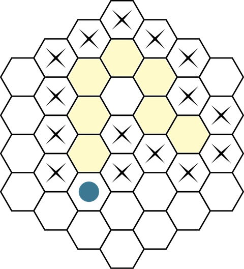 The possible movements for a soldier ant in the board game Hive